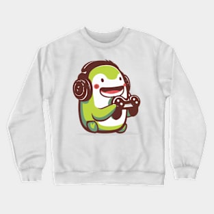 Avocado Gamer: Cute Drawing of an Avocado Playing Video Games Crewneck Sweatshirt